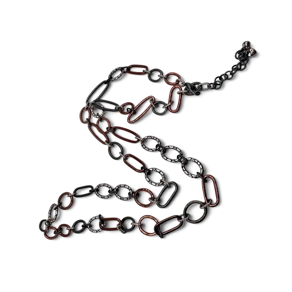 Brighton Pebble Link Mix Long Mixed Metal Statement Necklace